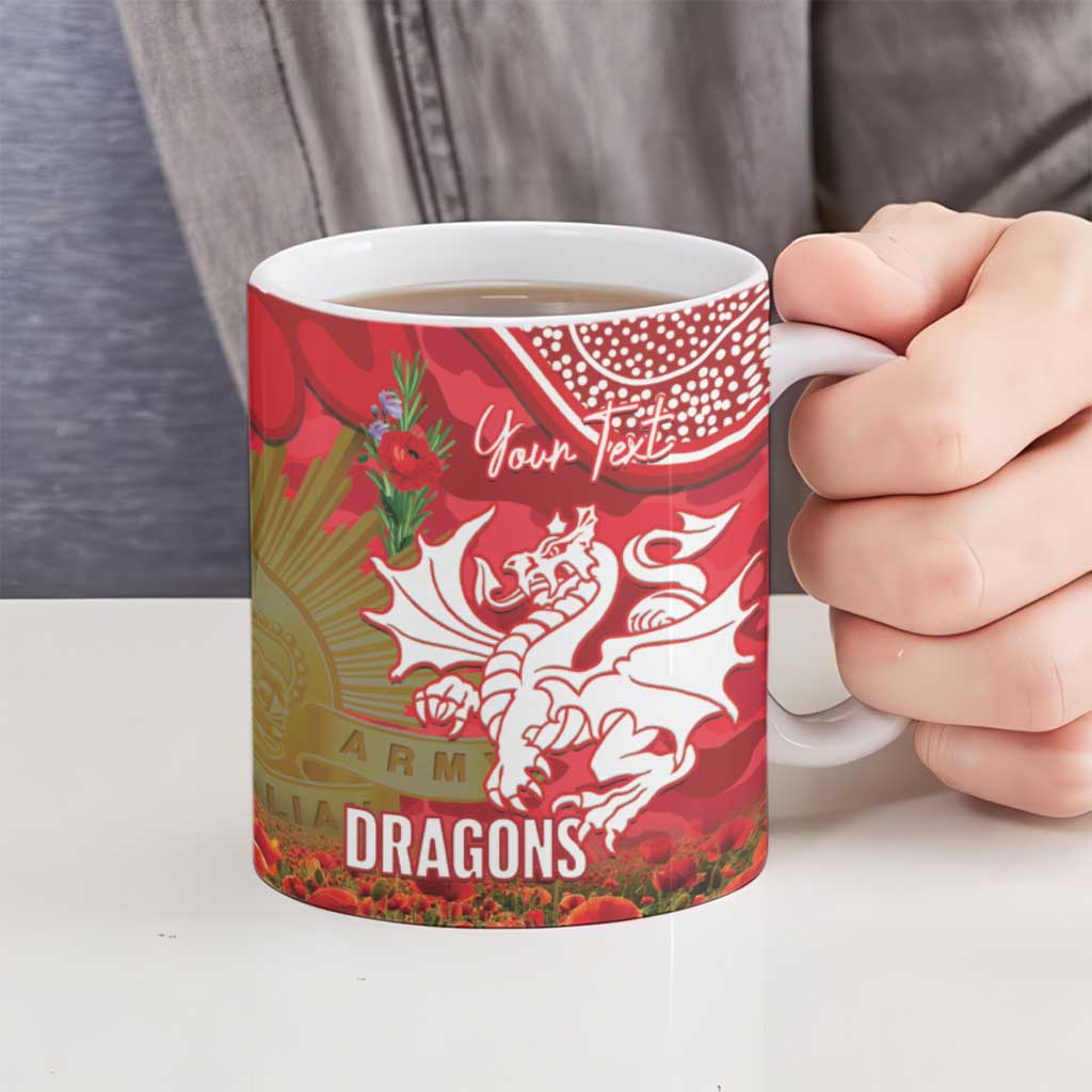 Personalised Dragons Rugby ANZAC Day Ceramic Mug Last Post Poppy We Will Remember Them