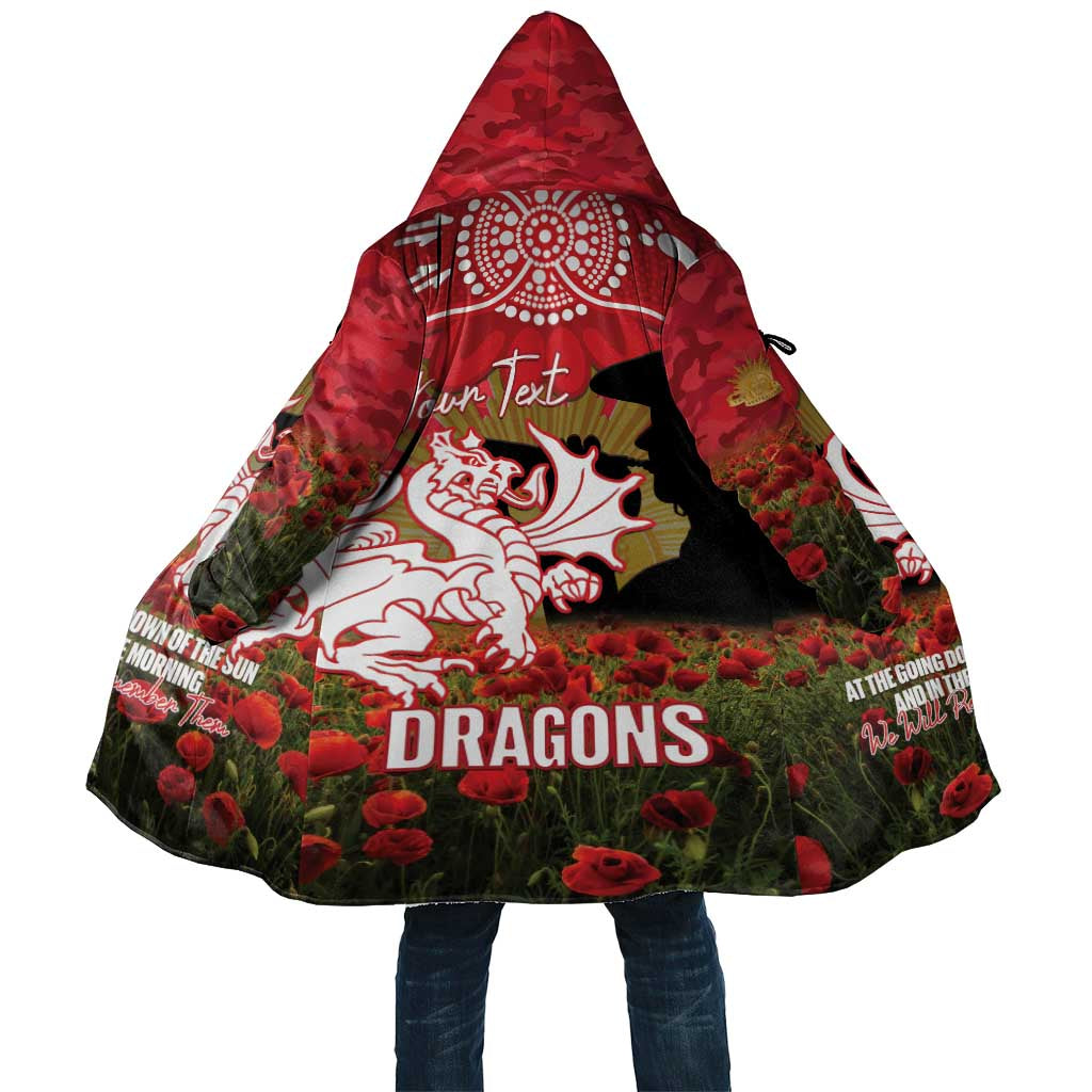 Personalised Dragons Rugby ANZAC Day Cloak Last Post Poppy We Will Remember Them