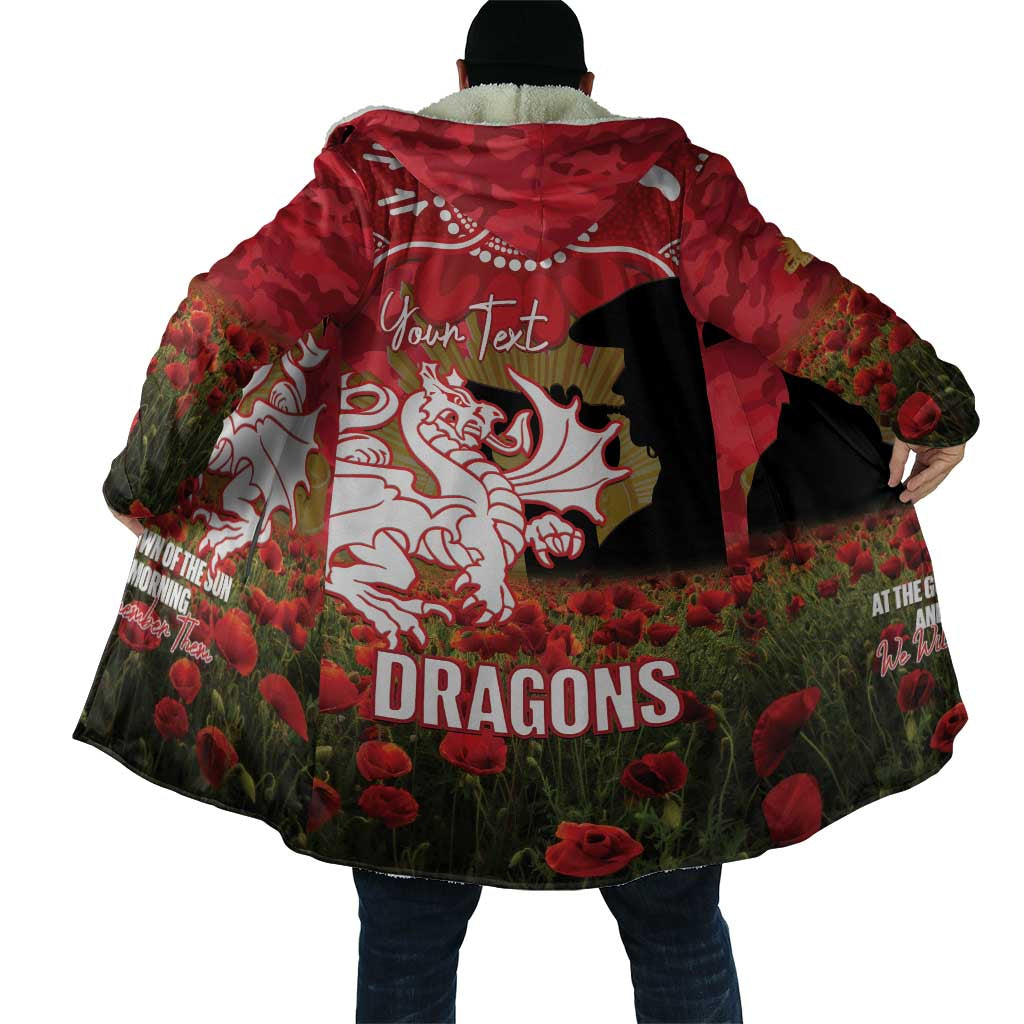 Personalised Dragons Rugby ANZAC Day Cloak Last Post Poppy We Will Remember Them