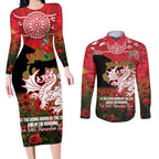 Personalised Dragons Rugby ANZAC Day Couples Matching Long Sleeve Bodycon Dress and Long Sleeve Button Shirt Last Post Poppy We Will Remember Them