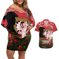 Personalised Dragons Rugby ANZAC Day Couples Matching Off Shoulder Short Dress and Hawaiian Shirt Last Post Poppy We Will Remember Them