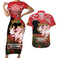 Personalised Dragons Rugby ANZAC Day Couples Matching Short Sleeve Bodycon Dress and Hawaiian Shirt Last Post Poppy We Will Remember Them