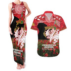 Personalised Dragons Rugby ANZAC Day Couples Matching Tank Maxi Dress and Hawaiian Shirt Last Post Poppy We Will Remember Them