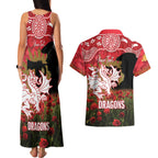 Personalised Dragons Rugby ANZAC Day Couples Matching Tank Maxi Dress and Hawaiian Shirt Last Post Poppy We Will Remember Them