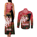Personalised Dragons Rugby ANZAC Day Couples Matching Tank Maxi Dress and Long Sleeve Button Shirt Last Post Poppy We Will Remember Them
