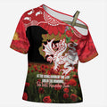 Personalised Dragons Rugby ANZAC Day Cross Shoulder Shirt Last Post Poppy We Will Remember Them