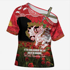 Personalised Dragons Rugby ANZAC Day Cross Shoulder Shirt Last Post Poppy We Will Remember Them