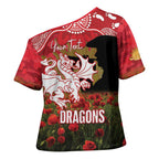 Personalised Dragons Rugby ANZAC Day Cross Shoulder Shirt Last Post Poppy We Will Remember Them