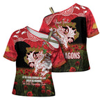 Personalised Dragons Rugby ANZAC Day Cross Shoulder Shirt Last Post Poppy We Will Remember Them