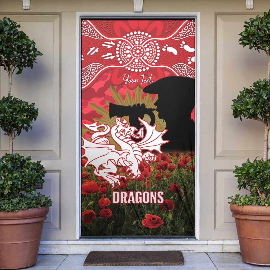 Personalised Dragons Rugby ANZAC Day Door Cover Last Post Poppy We Will Remember Them