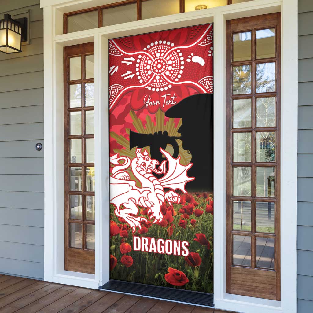 Personalised Dragons Rugby ANZAC Day Door Cover Last Post Poppy We Will Remember Them