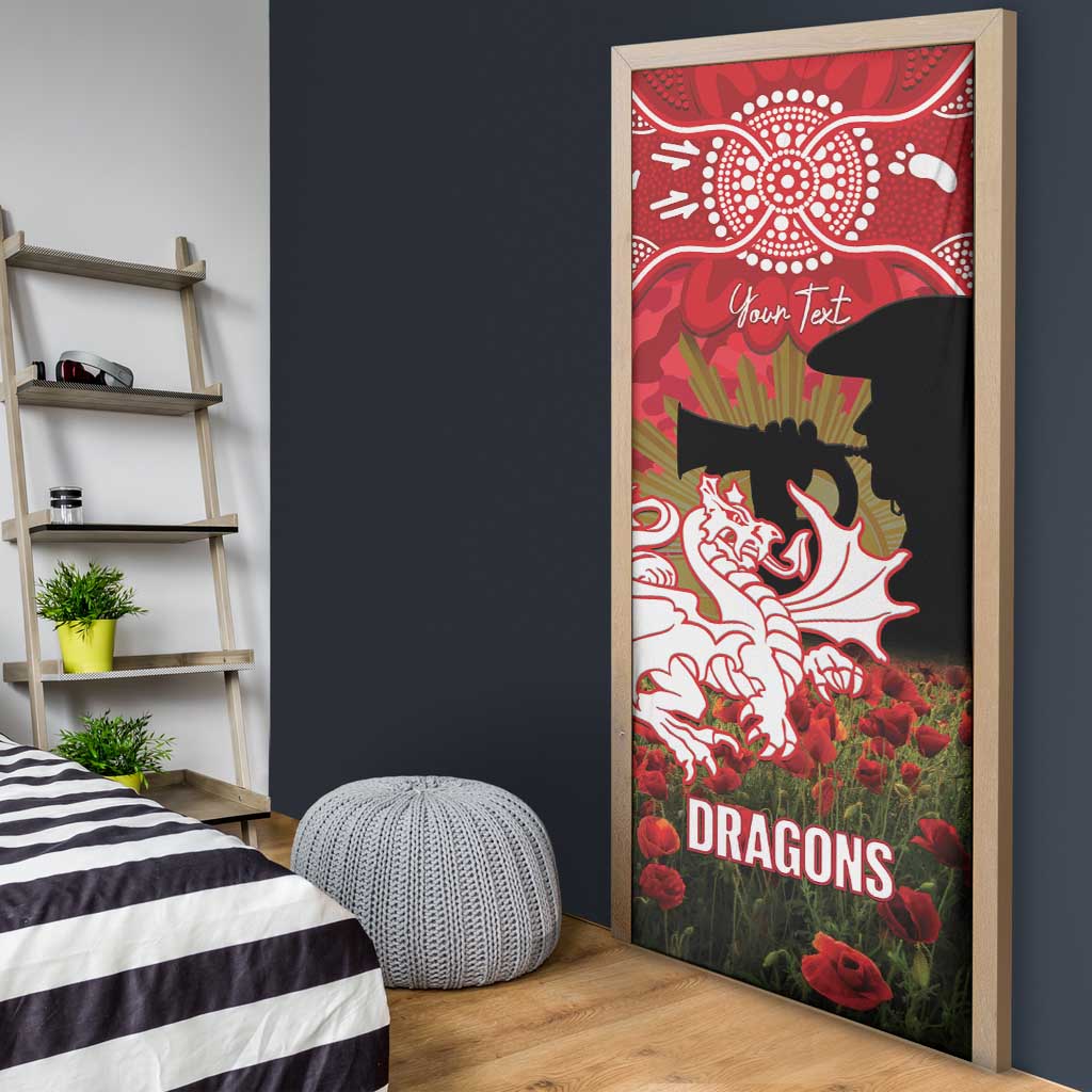 Personalised Dragons Rugby ANZAC Day Door Cover Last Post Poppy We Will Remember Them