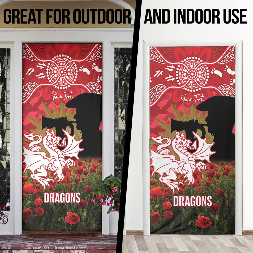 Personalised Dragons Rugby ANZAC Day Door Cover Last Post Poppy We Will Remember Them