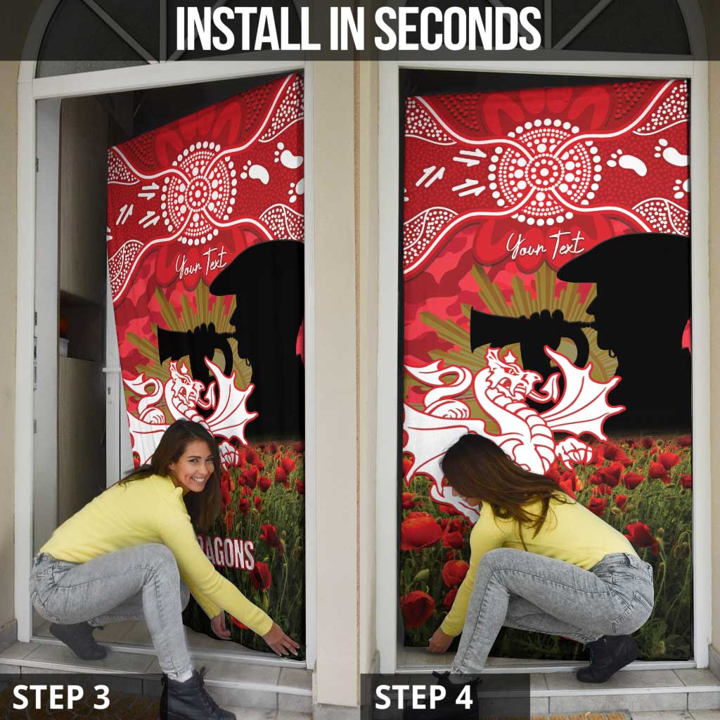 Personalised Dragons Rugby ANZAC Day Door Cover Last Post Poppy We Will Remember Them