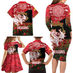 Personalised Dragons Rugby ANZAC Day Family Matching Long Sleeve Bodycon Dress and Hawaiian Shirt Last Post Poppy We Will Remember Them