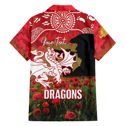 Personalised Dragons Rugby ANZAC Day Family Matching Long Sleeve Bodycon Dress and Hawaiian Shirt Last Post Poppy We Will Remember Them
