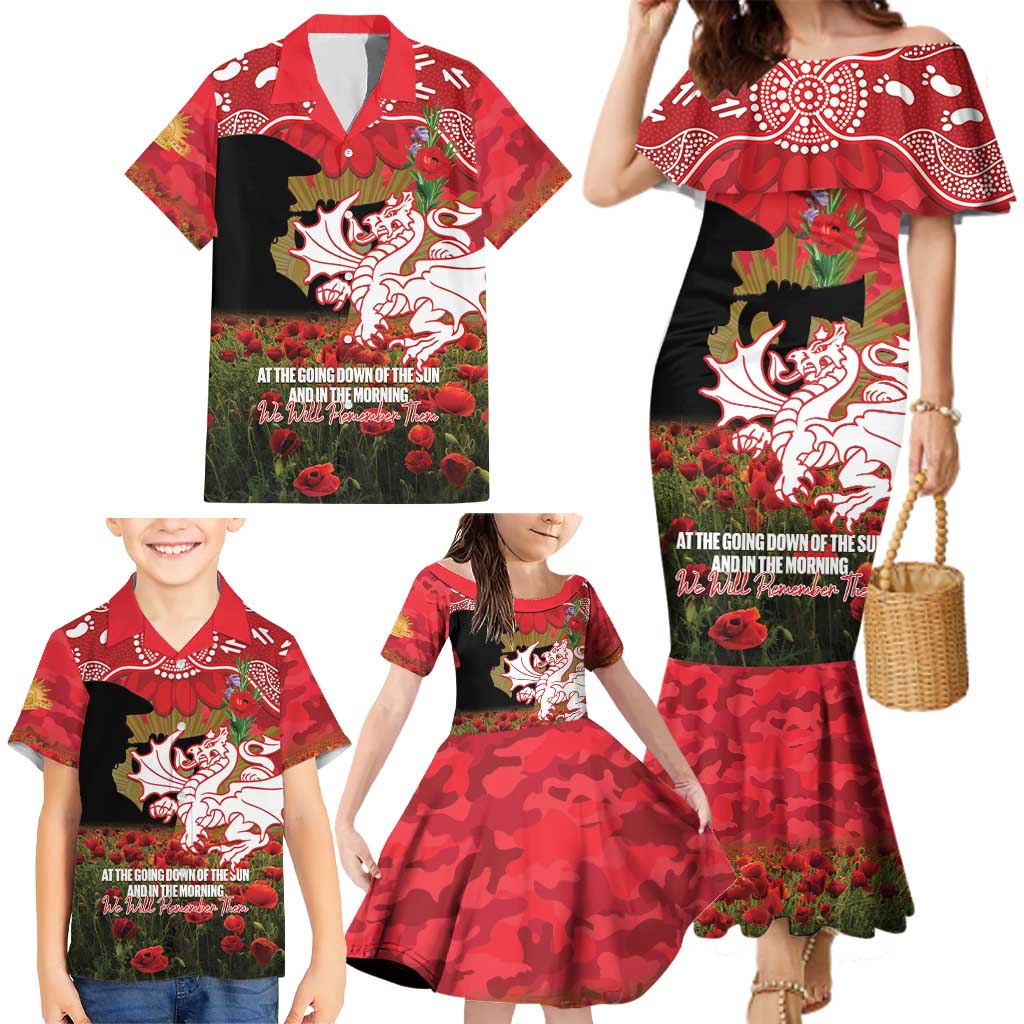Personalised Dragons Rugby ANZAC Day Family Matching Mermaid Dress and Hawaiian Shirt Last Post Poppy We Will Remember Them