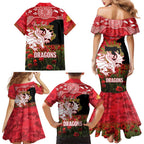 Personalised Dragons Rugby ANZAC Day Family Matching Mermaid Dress and Hawaiian Shirt Last Post Poppy We Will Remember Them