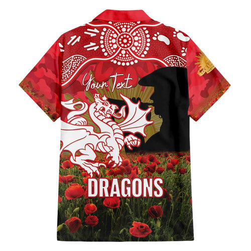 Personalised Dragons Rugby ANZAC Day Family Matching Mermaid Dress and Hawaiian Shirt Last Post Poppy We Will Remember Them