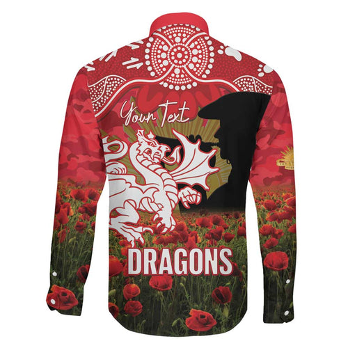 Personalised Dragons Rugby ANZAC Day Family Matching Mermaid Dress and Hawaiian Shirt Last Post Poppy We Will Remember Them