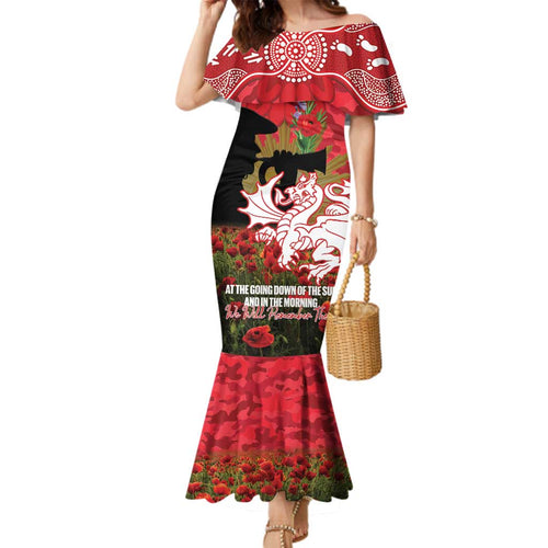 Personalised Dragons Rugby ANZAC Day Family Matching Mermaid Dress and Hawaiian Shirt Last Post Poppy We Will Remember Them