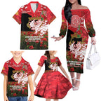 Personalised Dragons Rugby ANZAC Day Family Matching Off The Shoulder Long Sleeve Dress and Hawaiian Shirt Last Post Poppy We Will Remember Them