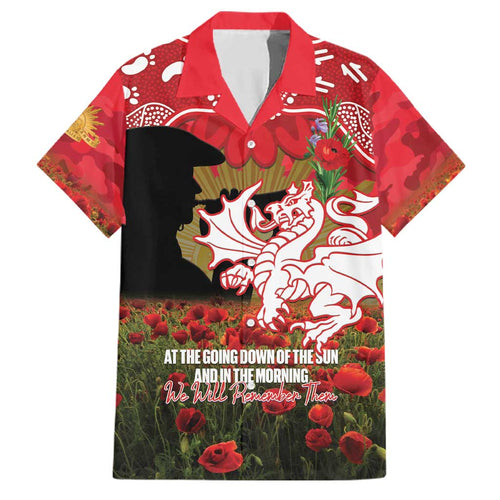Personalised Dragons Rugby ANZAC Day Family Matching Off Shoulder Short Dress and Hawaiian Shirt Last Post Poppy We Will Remember Them