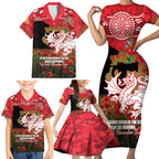 Personalised Dragons Rugby ANZAC Day Family Matching Short Sleeve Bodycon Dress and Hawaiian Shirt Last Post Poppy We Will Remember Them
