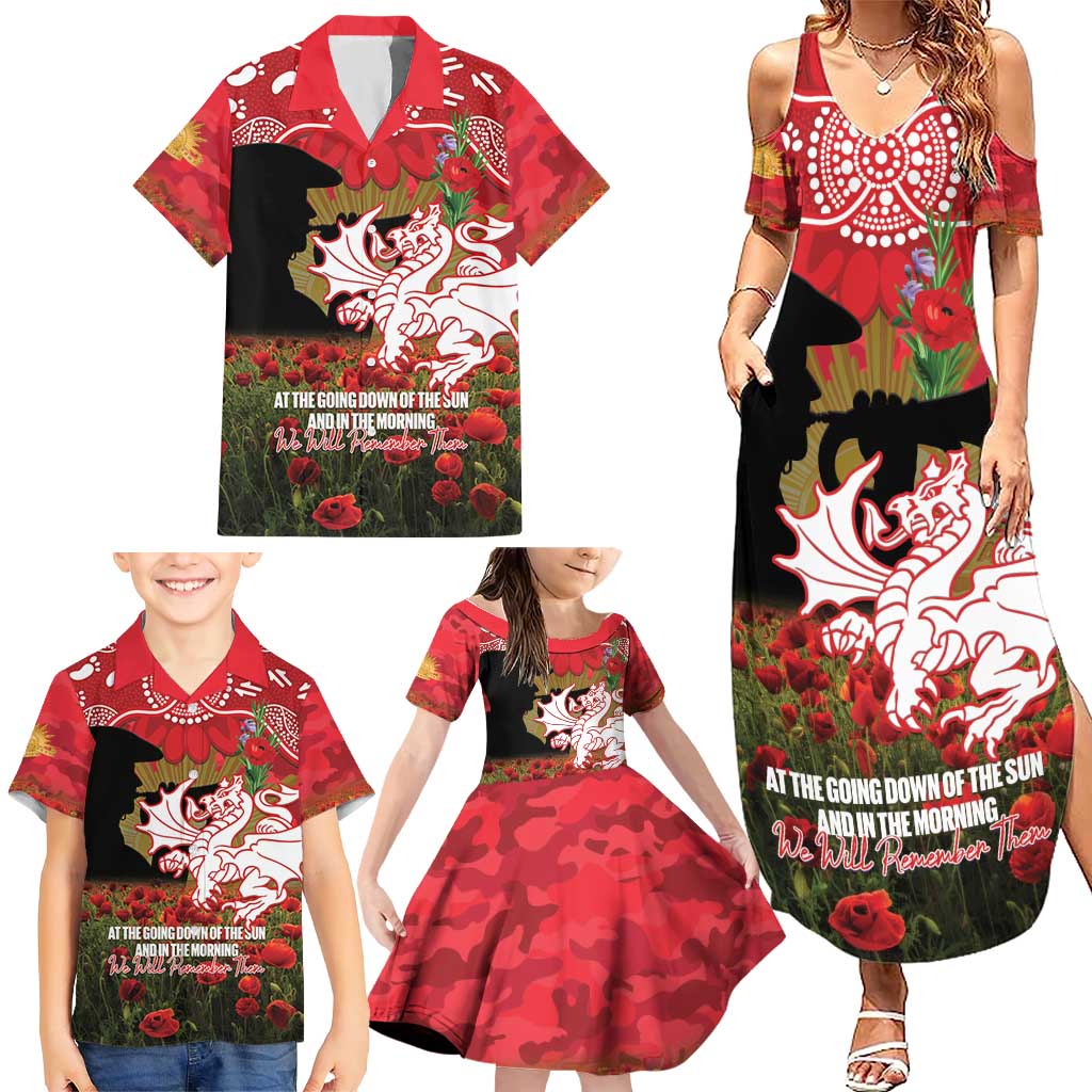 Personalised Dragons Rugby ANZAC Day Family Matching Summer Maxi Dress and Hawaiian Shirt Last Post Poppy We Will Remember Them