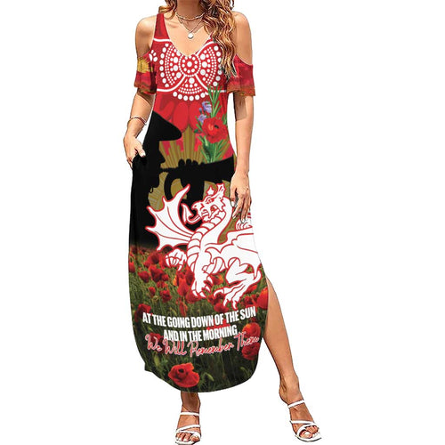 Personalised Dragons Rugby ANZAC Day Family Matching Summer Maxi Dress and Hawaiian Shirt Last Post Poppy We Will Remember Them