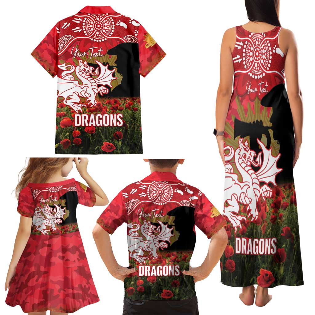 Personalised Dragons Rugby ANZAC Day Family Matching Tank Maxi Dress and Hawaiian Shirt Last Post Poppy We Will Remember Them