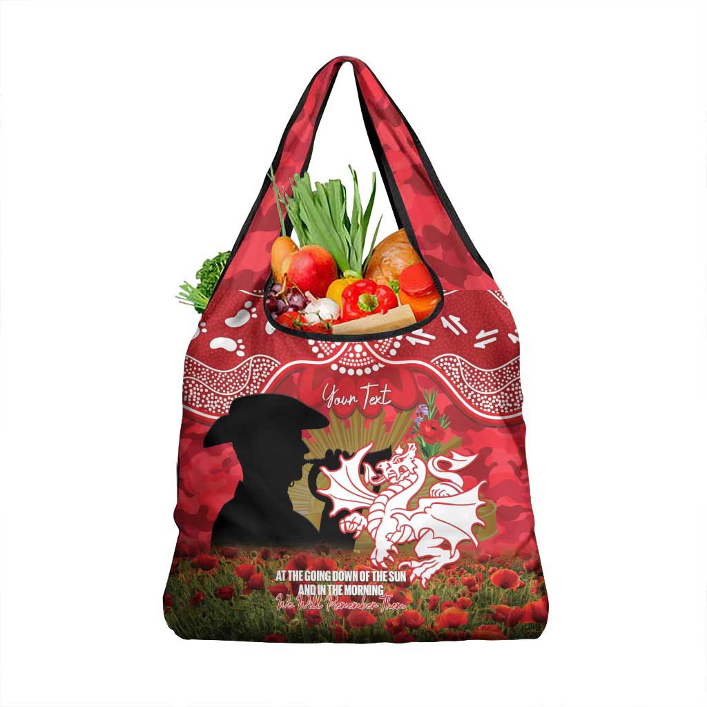 Personalised Dragons Rugby ANZAC Day Grocery Bag Last Post Poppy We Will Remember Them