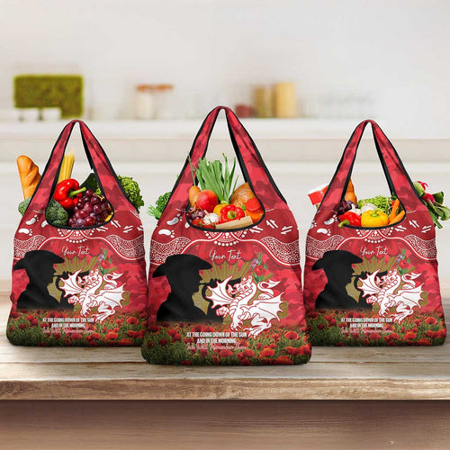 Personalised Dragons Rugby ANZAC Day Grocery Bag Last Post Poppy We Will Remember Them