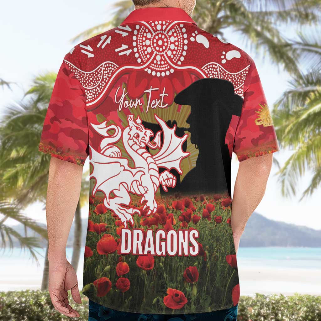 Personalised Dragons Rugby ANZAC Day Hawaiian Shirt Last Post Poppy We Will Remember Them