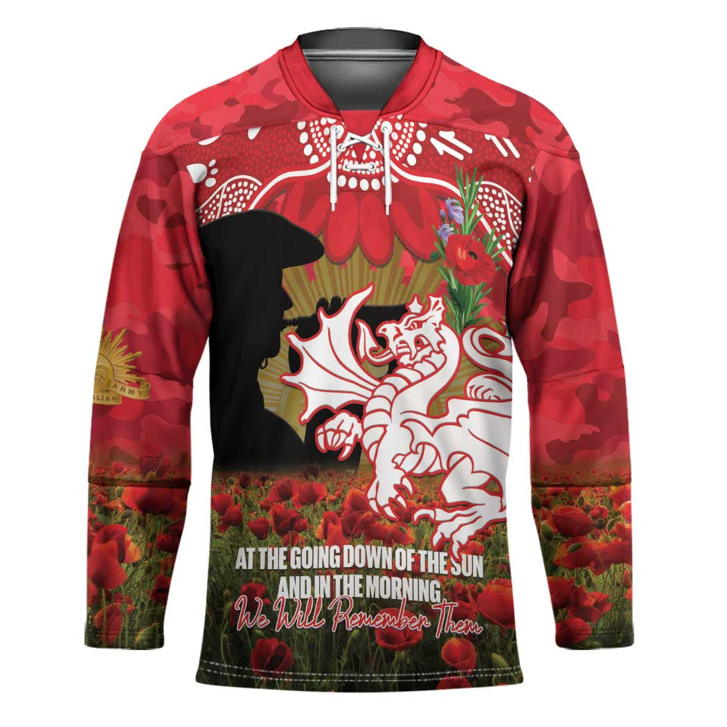 Personalised Dragons Rugby ANZAC Day Hockey Jersey Last Post Poppy We Will Remember Them