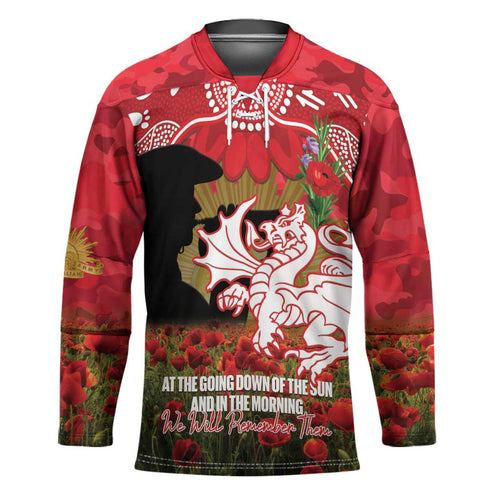 Personalised Dragons Rugby ANZAC Day Hockey Jersey Last Post Poppy We Will Remember Them