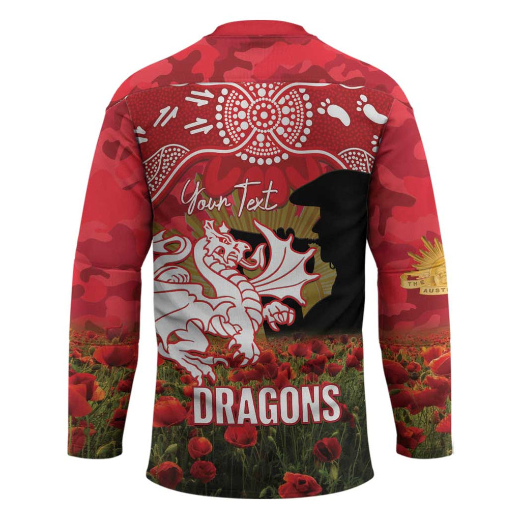 Personalised Dragons Rugby ANZAC Day Hockey Jersey Last Post Poppy We Will Remember Them