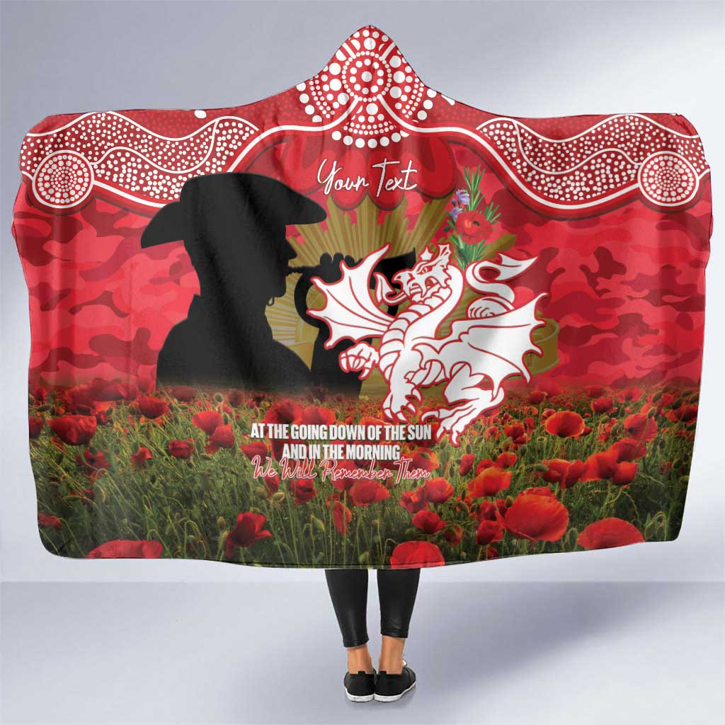 Personalised Dragons Rugby ANZAC Day Hooded Blanket Last Post Poppy We Will Remember Them