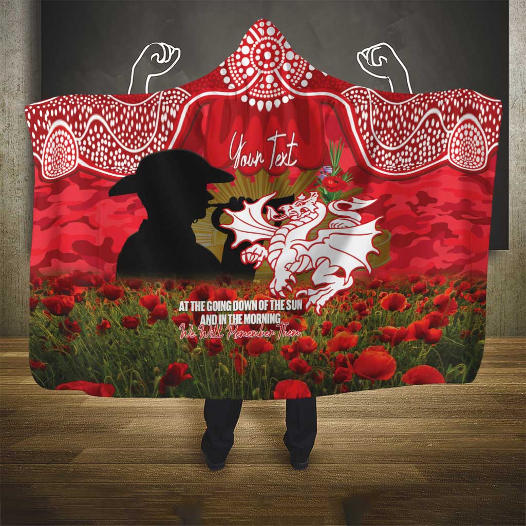 Personalised Dragons Rugby ANZAC Day Hooded Blanket Last Post Poppy We Will Remember Them