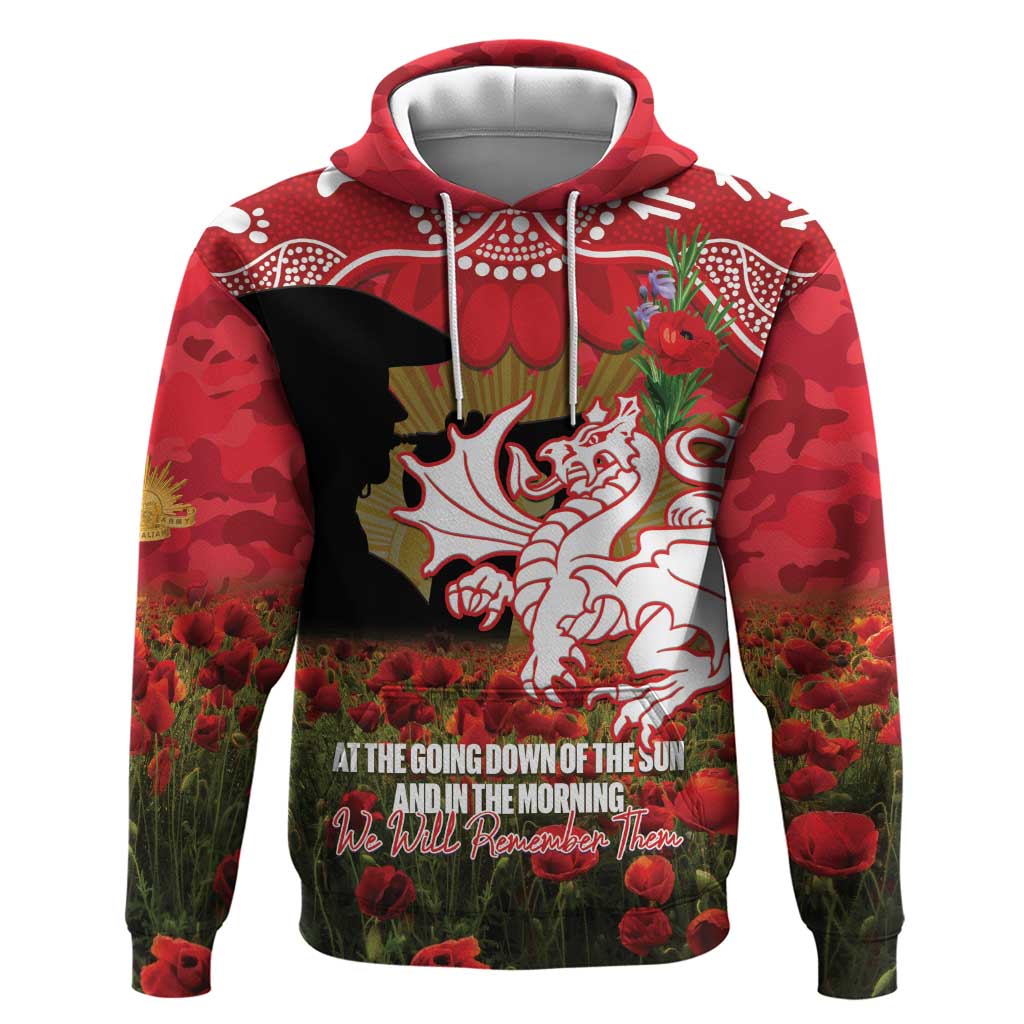 Personalised Dragons Rugby ANZAC Day Hoodie Last Post Poppy We Will Remember Them