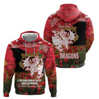 Personalised Dragons Rugby ANZAC Day Hoodie Last Post Poppy We Will Remember Them