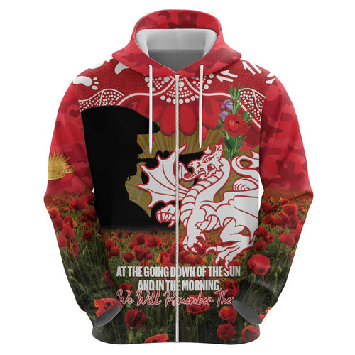 Personalised Dragons Rugby ANZAC Day Hoodie Last Post Poppy We Will Remember Them