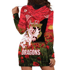 Personalised Dragons Rugby ANZAC Day Hoodie Dress Last Post Poppy We Will Remember Them