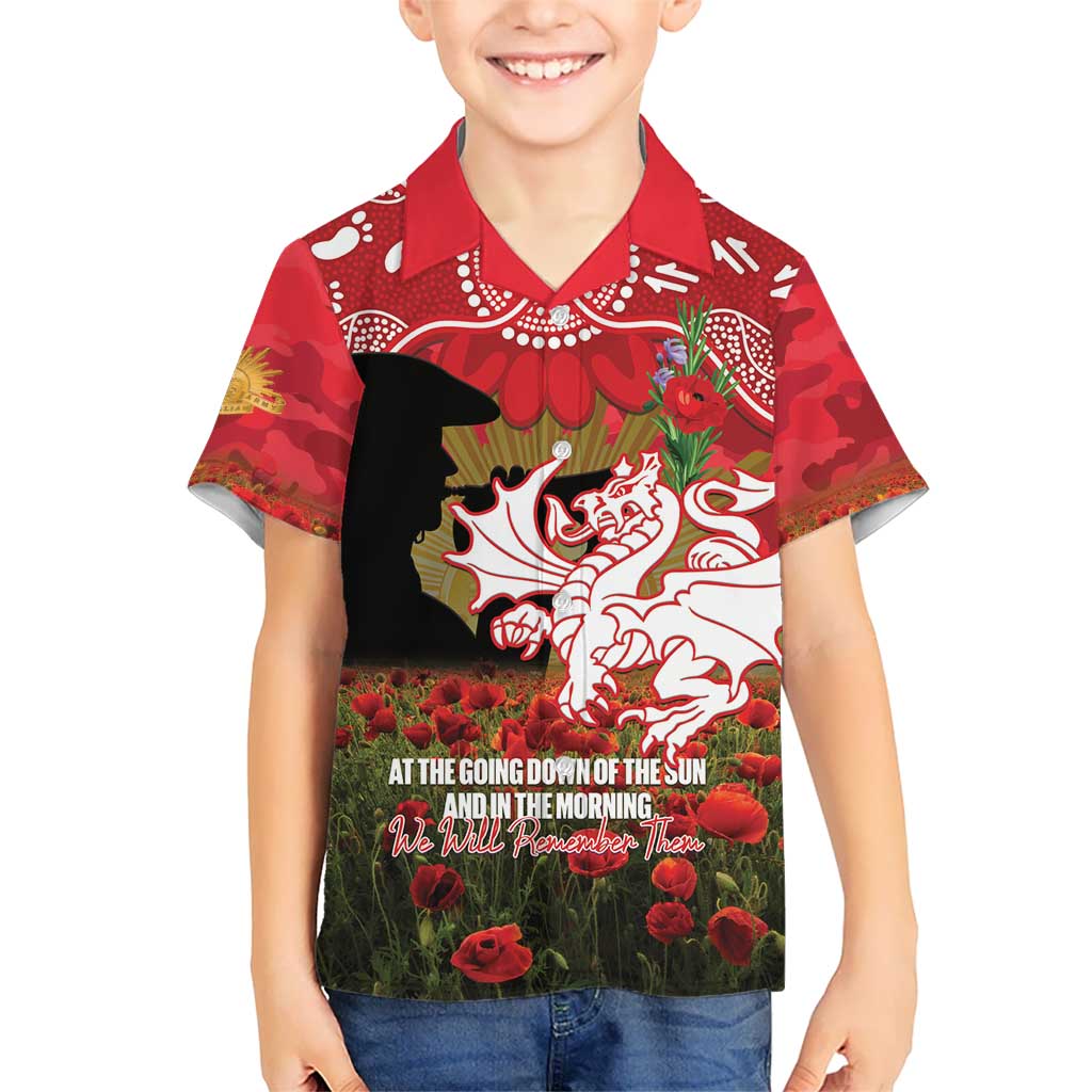 Personalised Dragons Rugby ANZAC Day Kid Hawaiian Shirt Last Post Poppy We Will Remember Them