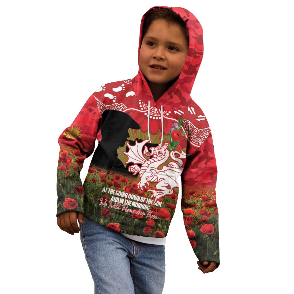 Personalised Dragons Rugby ANZAC Day Kid Hoodie Last Post Poppy We Will Remember Them