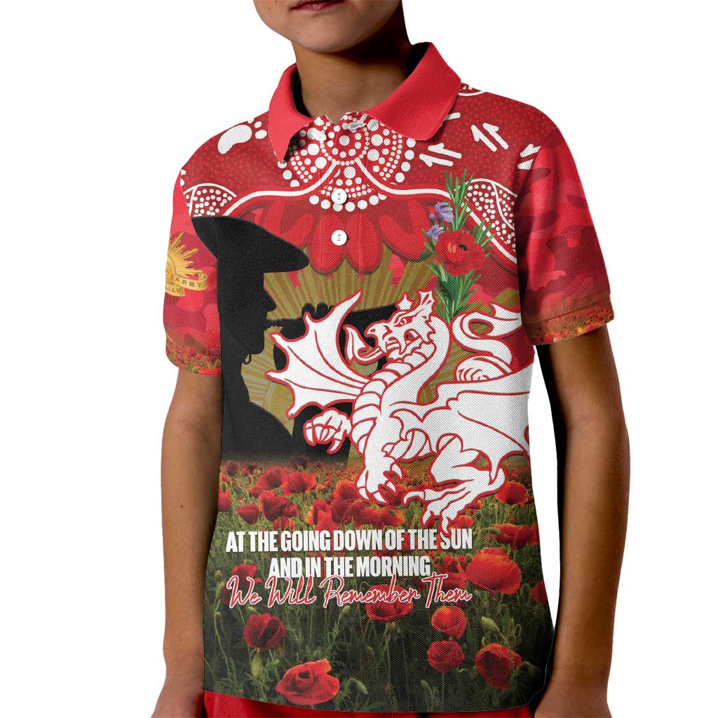 Personalised Dragons Rugby ANZAC Day Kid Polo Shirt Last Post Poppy We Will Remember Them