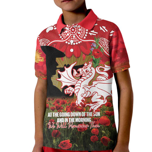 Personalised Dragons Rugby ANZAC Day Kid Polo Shirt Last Post Poppy We Will Remember Them