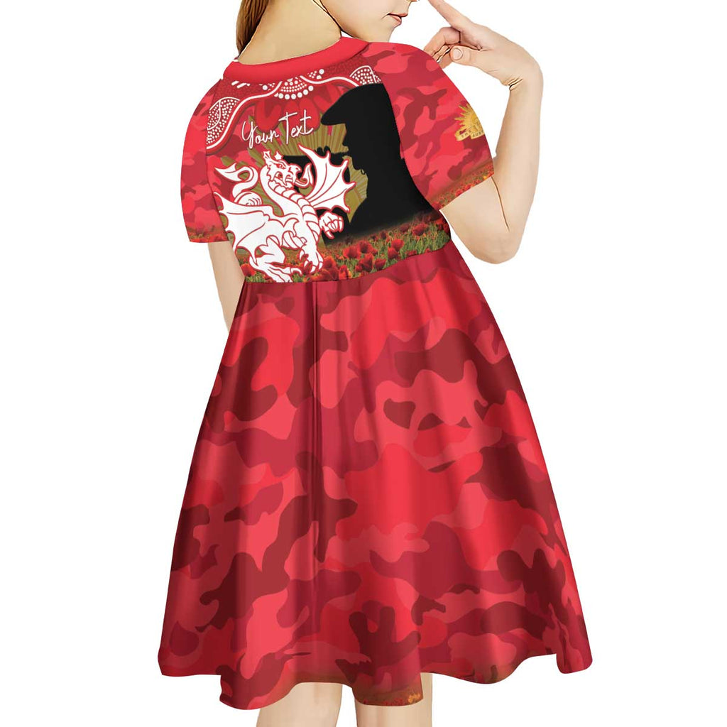 Personalised Dragons Rugby ANZAC Day Kid Short Sleeve Dress Last Post Poppy We Will Remember Them