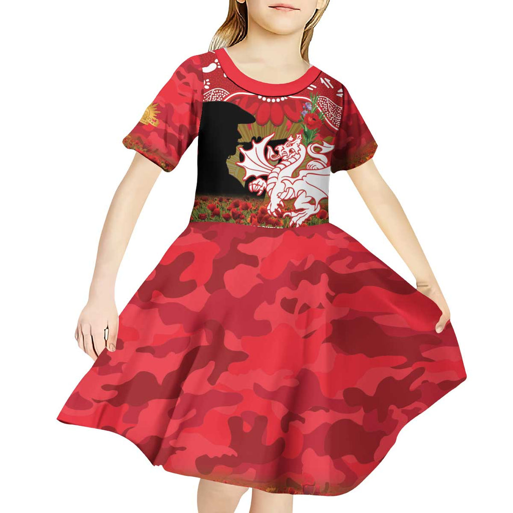Personalised Dragons Rugby ANZAC Day Kid Short Sleeve Dress Last Post Poppy We Will Remember Them