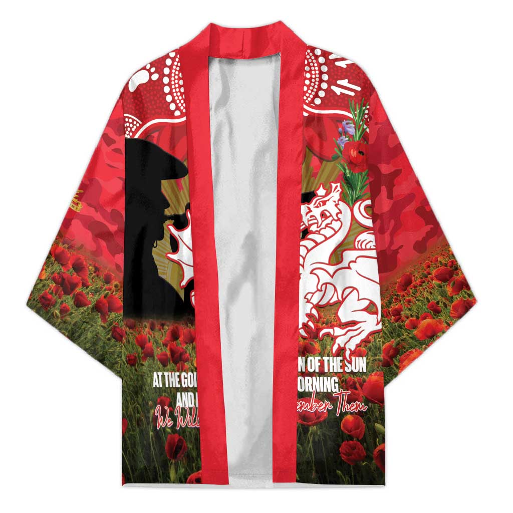 Personalised Dragons Rugby ANZAC Day Kimono Last Post Poppy We Will Remember Them